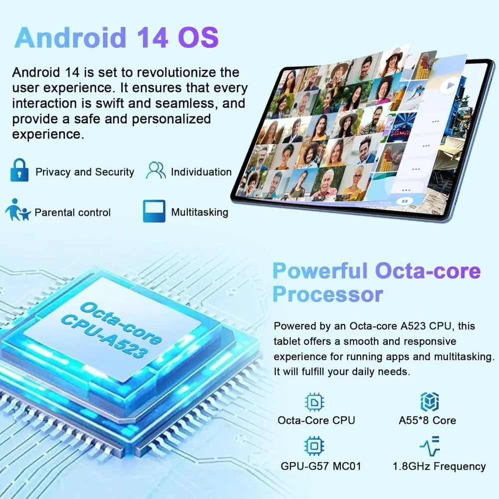 2025 Android 14 Tablet, 10 Inch Tablets 20GB RAM+128GB ROM+1TB Expand